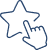 Favoris : Sélectionnez et gérez vos éléments préférés Contour bleu d'une étoile et d'un curseur de main pointant vers elle, suggérant une action de favori ou de sélection.