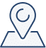 Localisation Précise : Trouvez un Emplacement sur Carte Icône de marqueur de localisation bleu et blanc sur une carte, indiquant un emplacement, une adresse ou un point d'intérêt. Représente la géolocalisation.