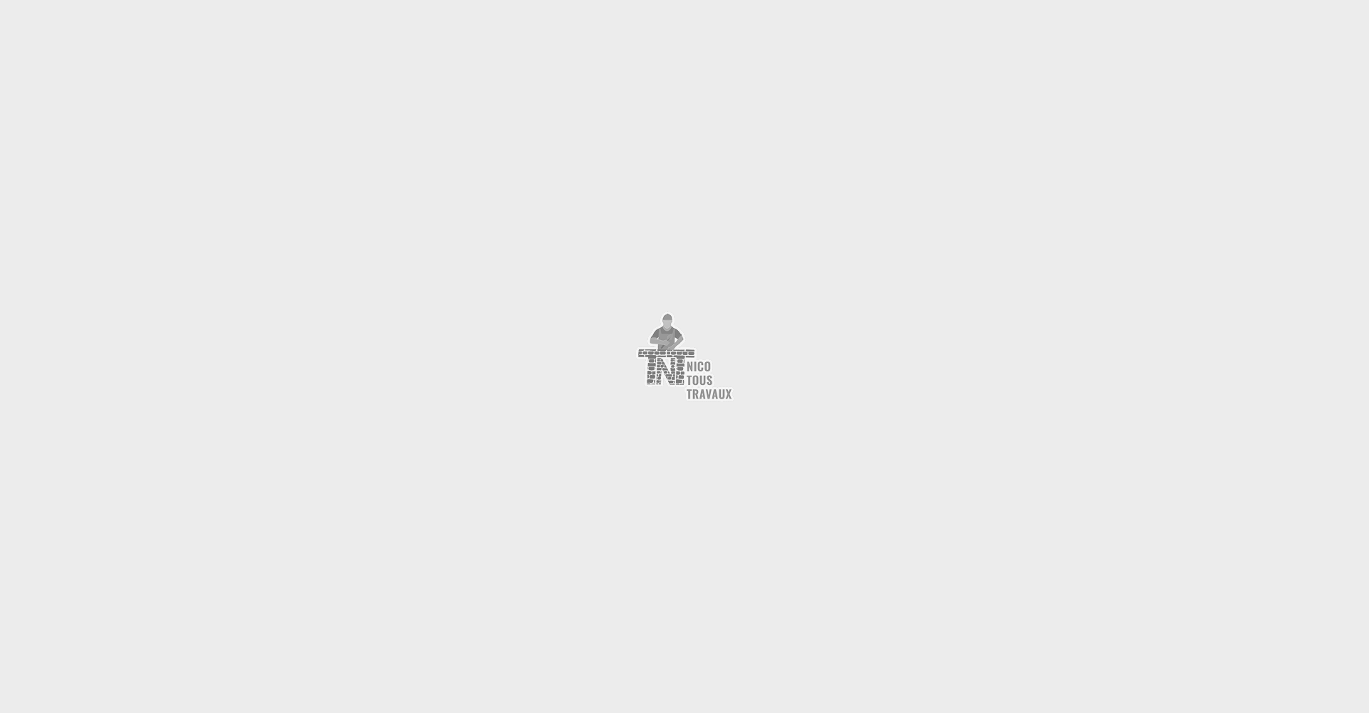Logo NICO TOUS TRAVAUX: ouvrier bâtissant des lettres TN en briques sur fond clair. Services de bâtiment et rénovation.