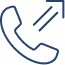 Transfert d'appel : icône pour renvoi téléphonique rapide Icône bleue d'un combiné téléphonique avec des lignes et une flèche symbolisant le transfert ou le renvoi d'appel.